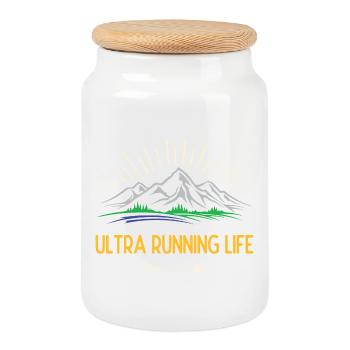 Ultra Running Life - Cookie Jar with Wooden Lid - white - Front