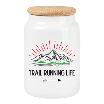 Trailrunning-Leben - Keksdose mit Holzdeckel - Weiß - Vorne