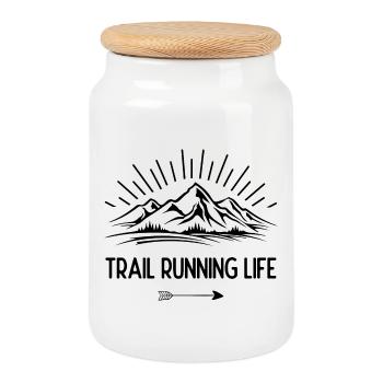 Trailrunning-Leben - Keksdose mit Holzdeckel - Weiß - Vorne