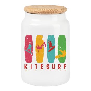 KITESURF 2023 - Boîte à biscuits avec couvercle en bois - blanc - Devant