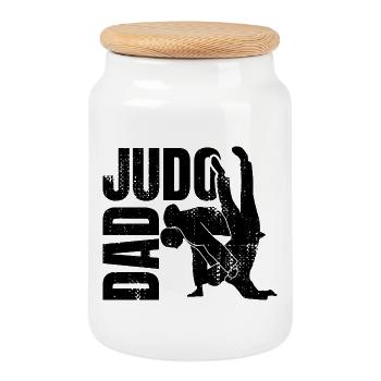Judo Father - Cookie Jar with Wooden Lid - white - Front