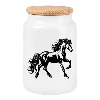 Horse Tattoo Horse Riding Girl Magic Magical - Cookie Jar with Wooden Lid - white - Front