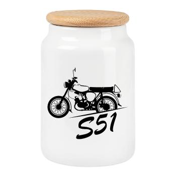 simson s51 legend cyclomoteur DDR nostalgie logo icône - Boîte à biscuits avec couvercle en bois - blanc - Devant