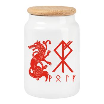 Red Wolf Fenrir - Cookie Jar with Wooden Lid - white - Front