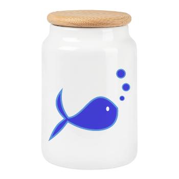 SURF. POISSON. PLAGE. MER. OCEAN. HUMOUR. VACANCES - Boîte à biscuits avec couvercle en bois - blanc - Devant