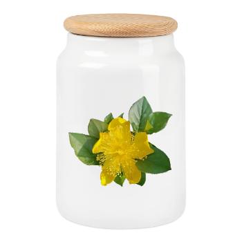 Karrie /Japanese Golden Beauty - Cookie Jar with Wooden Lid - white - Front