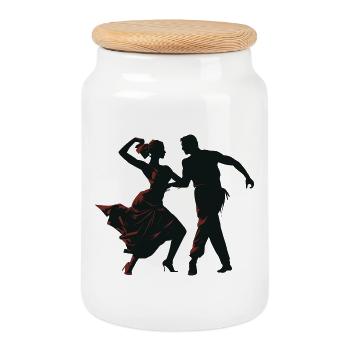 Flamenco Tanz - Keksdose mit Holzdeckel - Weiß - Vorne