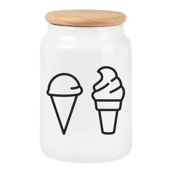 Ich habe noch nie Eis gegessen - Keksdose mit Holzdeckel - Weiß - Vorne
