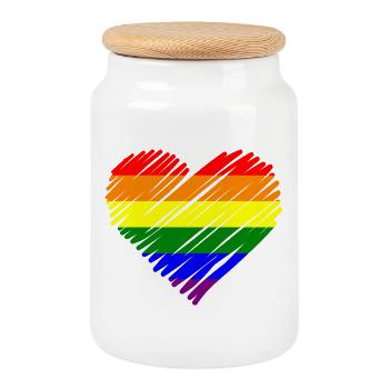 Cœur de la fierté arc-en-ciel - Boîte à biscuits avec couvercle en bois - blanc - Devant