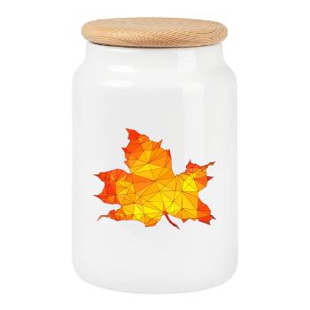 Polygonal Automne Érable Feuille Poly Art - Boîte à biscuits avec couvercle en bois - blanc - Devant