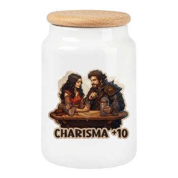 Charisma Plus 10 Fantasy RPG Flirt Shirt - Cookie Jar with Wooden Lid - white - Front