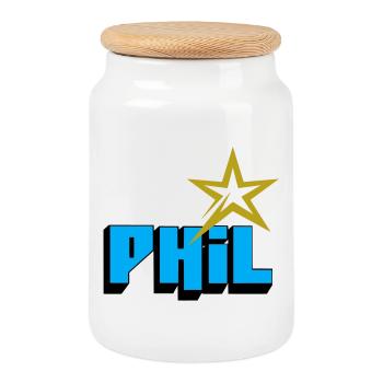 Phil - Keksdose mit Holzdeckel - Weiß - Vorne