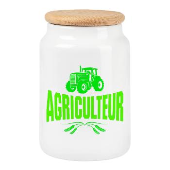agriculteur, agriculture, paysan - Boîte à biscuits avec couvercle en bois - blanc - Devant