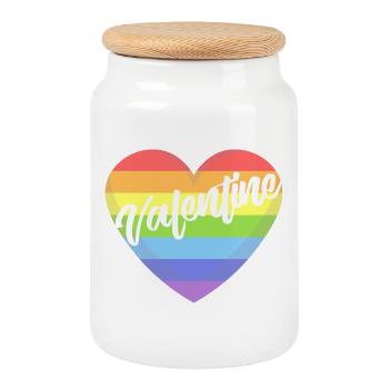 Valentinstag lgbt herz gay pride t-shirt - Keksdose mit Holzdeckel - Weiß - Vorne