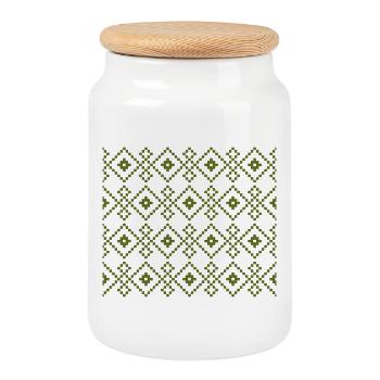 Pull uni de Noël (vert) - Boîte à biscuits avec couvercle en bois - blanc - Devant