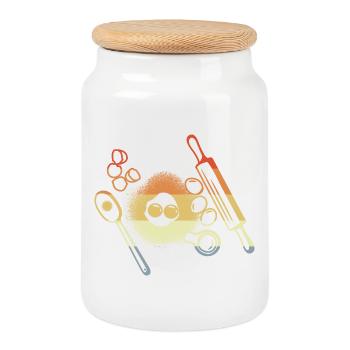 Baking Ingredients Vintage Look - Cookie Jar with Wooden Lid - white - Front