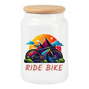 Graphics for cycling, road and gravel bikes - Cookie Jar with Wooden Lid - white - Front