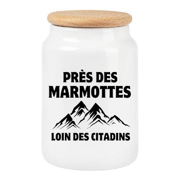 montagne, ski, station de ski - Boîte à biscuits avec couvercle en bois - blanc - Devant