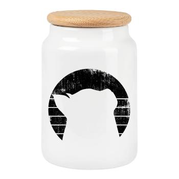 Chat - Boîte à biscuits avec couvercle en bois - blanc - Devant