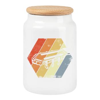 Tête de Guitare Vintage - Boîte à biscuits avec couvercle en bois - blanc - Devant