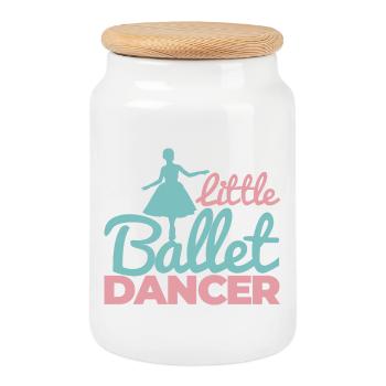 Ballerina Mädchen - Keksdose mit Holzdeckel - Weiß - Vorne