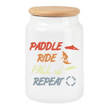 Paddle Surf Répétition - Boîte à biscuits avec couvercle en bois - blanc - Devant