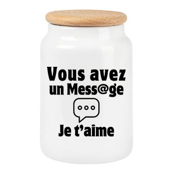 Nachricht, SMS, Valentinstag, Ich liebe dich - Keksdose mit Holzdeckel - Weiß - Vorne