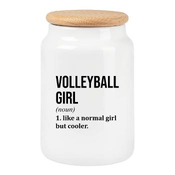 Citation drôle de fille de volley-ball - Boîte à biscuits avec couvercle en bois - blanc - Devant
