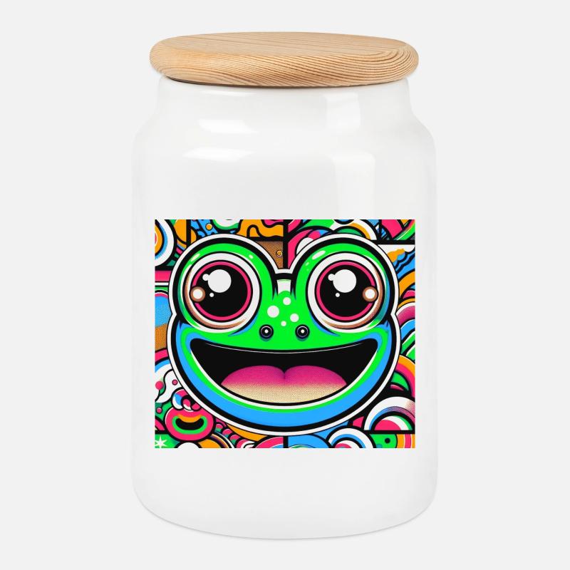 Frosch Pop Art - Keksdose mit Holzdeckel - Weiß