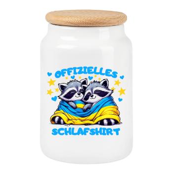 Your cuddly sleeping shirt with a heart for Ukraine - Cookie Jar with Wooden Lid - white - Front