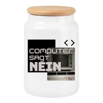 Computer Says NO (Retro) - Cookie Jar with Wooden Lid - white - Front