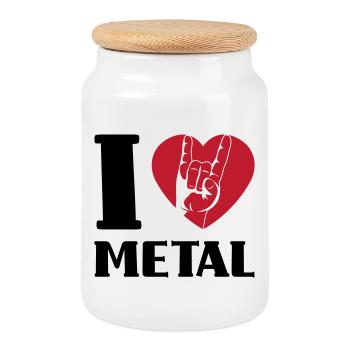 I love metal - Keksdose mit Holzdeckel - Weiß - Vorne