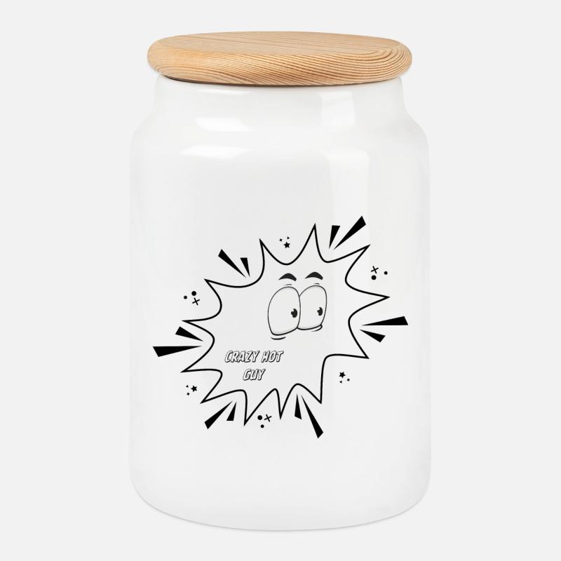 Crazy Hot Guy - Cookie Jar with Wooden Lid - white
