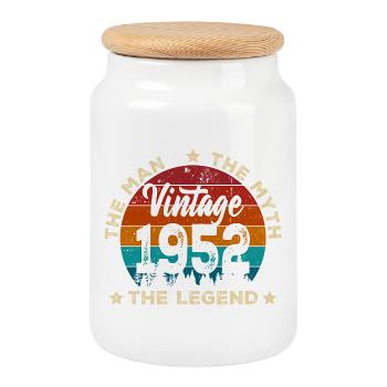 Jahrgang 1952 Legende - Keksdose mit Holzdeckel - Weiß - Vorne
