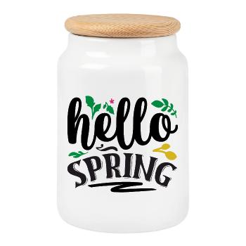Hallo Frühling - Keksdose mit Holzdeckel - Weiß - Vorne