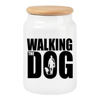 Walking the Dog - Keksdose mit Holzdeckel - Weiß - Vorne