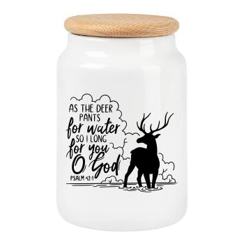 As the deer pants for water - Keksdose mit Holzdeckel - Weiß - Vorne