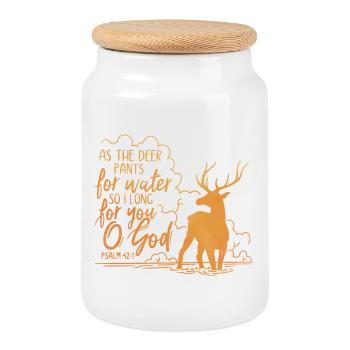 As the deer pants for water - Keksdose mit Holzdeckel - Weiß - Vorne