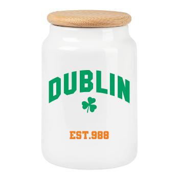 Dublin - Irland - Keksdose mit Holzdeckel - Weiß - Vorne
