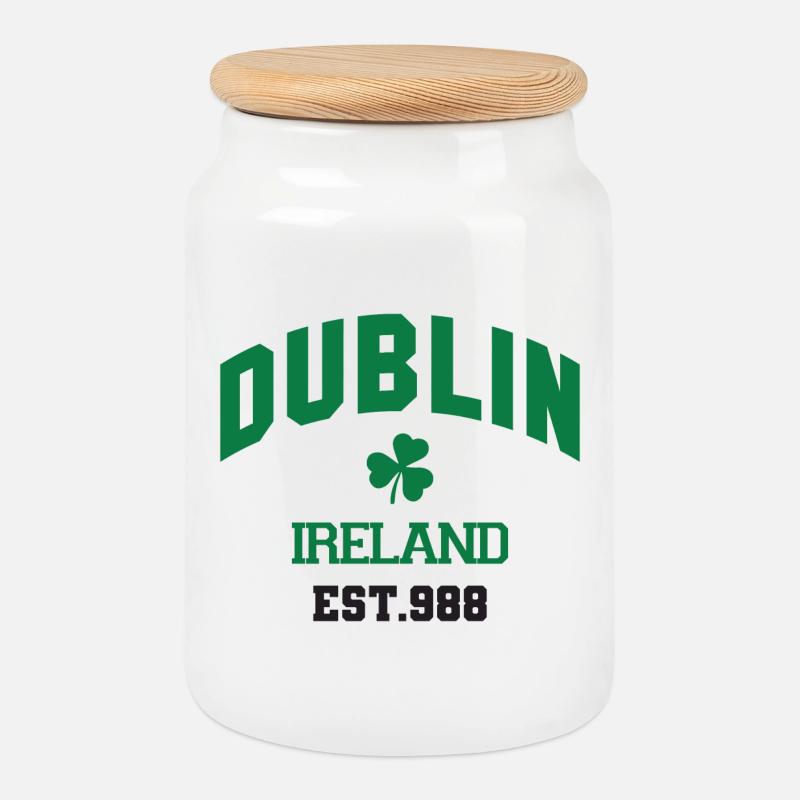 Dublin - Irland - Keksdose mit Holzdeckel - Weiß