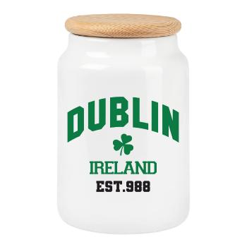 Dublin - Irland - Keksdose mit Holzdeckel - Weiß - Vorne