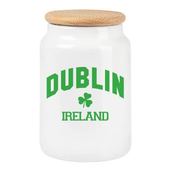 Dublin - Irland - Keksdose mit Holzdeckel - Weiß - Vorne