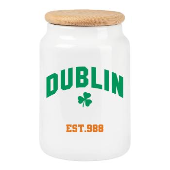 Dublin - Irland - Keksdose mit Holzdeckel - Weiß - Vorne
