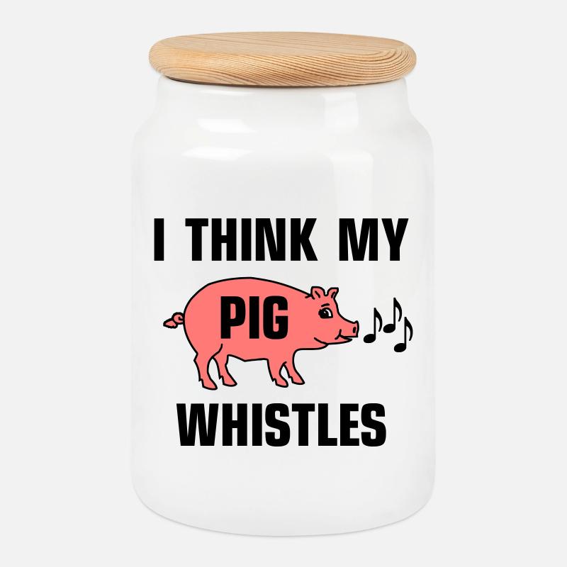 I think my pig whistles - Mein Schwein pfeift - Keksdose mit Holzdeckel - Weiß