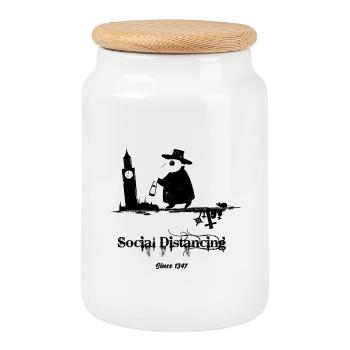 Social Distancing since 1347 - Keksdose mit Holzdeckel - Weiß - Vorne