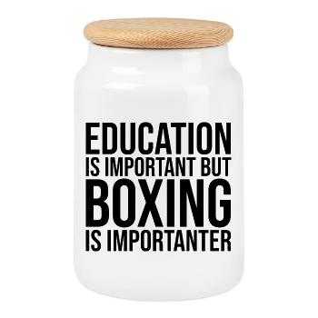 Boxing - Cookie Jar with Wooden Lid - white - Front