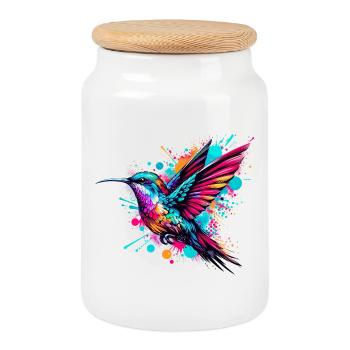 Kolibri - Keksdose mit Holzdeckel - Weiß - Vorne