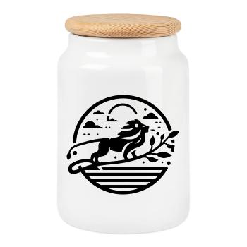 Leo 1 - Cookie Jar with Wooden Lid - white - Front