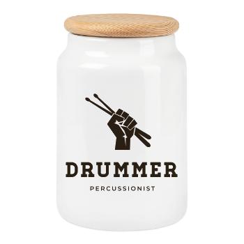 drummer, percussionist - Cookie Jar with Wooden Lid - white - Front