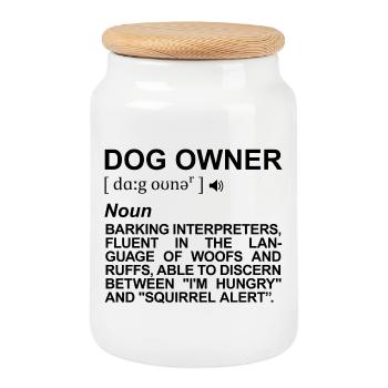 Dog Owner Definition - Cookie Jar with Wooden Lid - white - Front